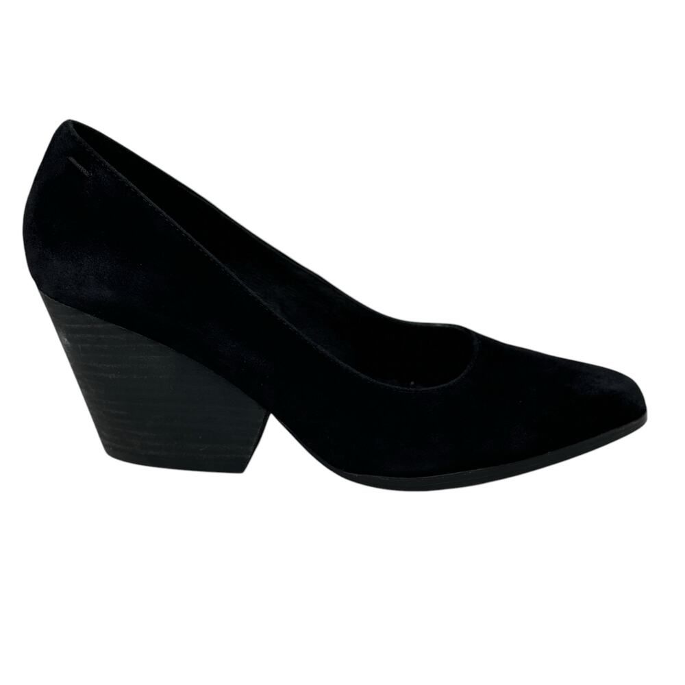 Eileen Fisher Hawk Suede Pump Heel SZ 8.5 Women’s Black Chic Comfort Soft Office - Picture 2 of 9
